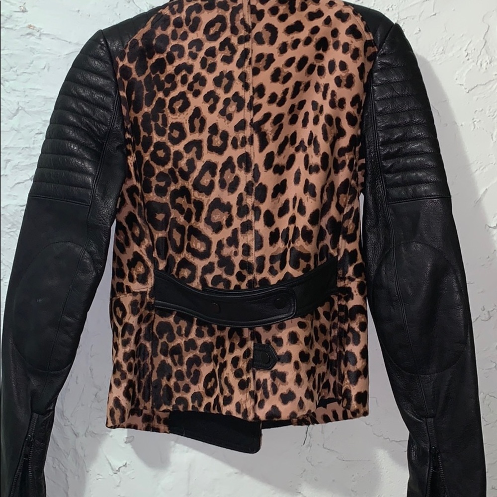 🐆RARE A.L.C. Leopard Calf Hair Lthr Motorcycle Jacket - Picture 5 of 7